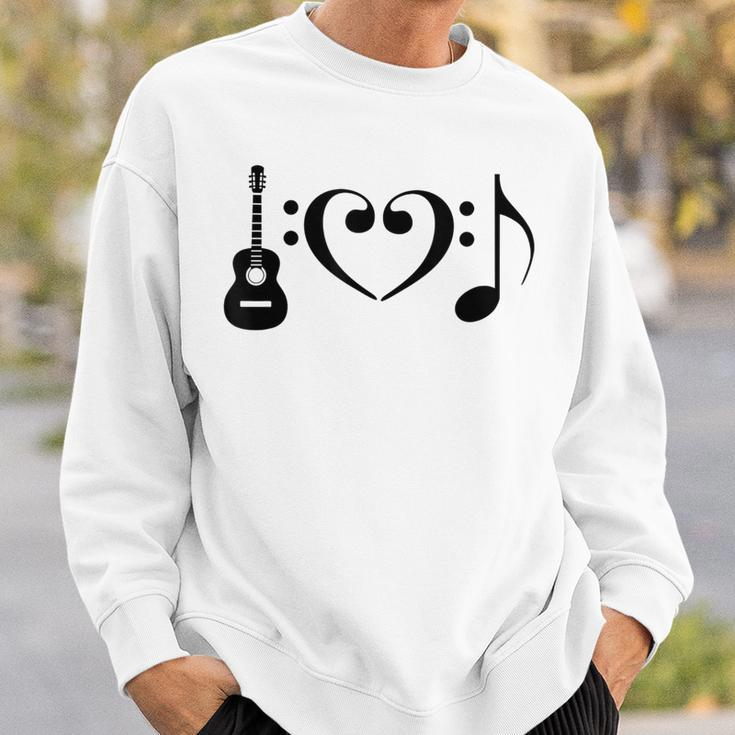 I Love Music Using Acoustic Guitar Bass Clefs Note Sweatshirt Gifts for Him