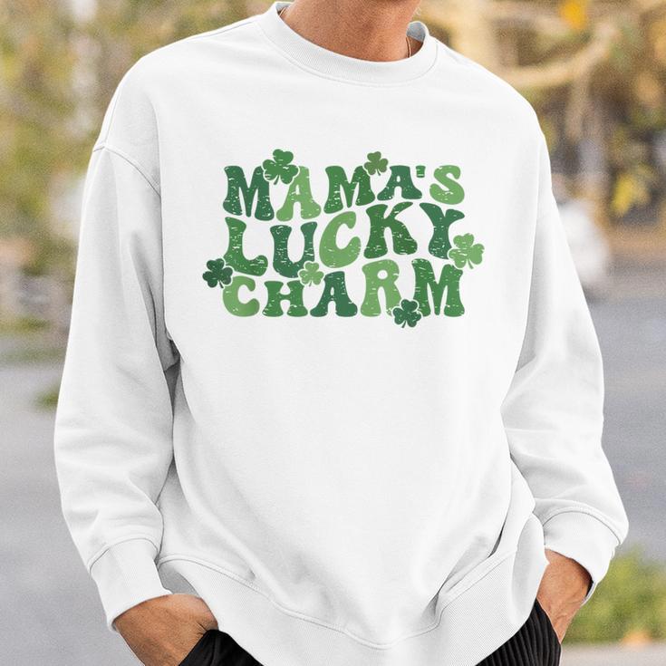 Mama's Lucky Charm Happy St Patrick's Day Groovy Sweatshirt Gifts for Him