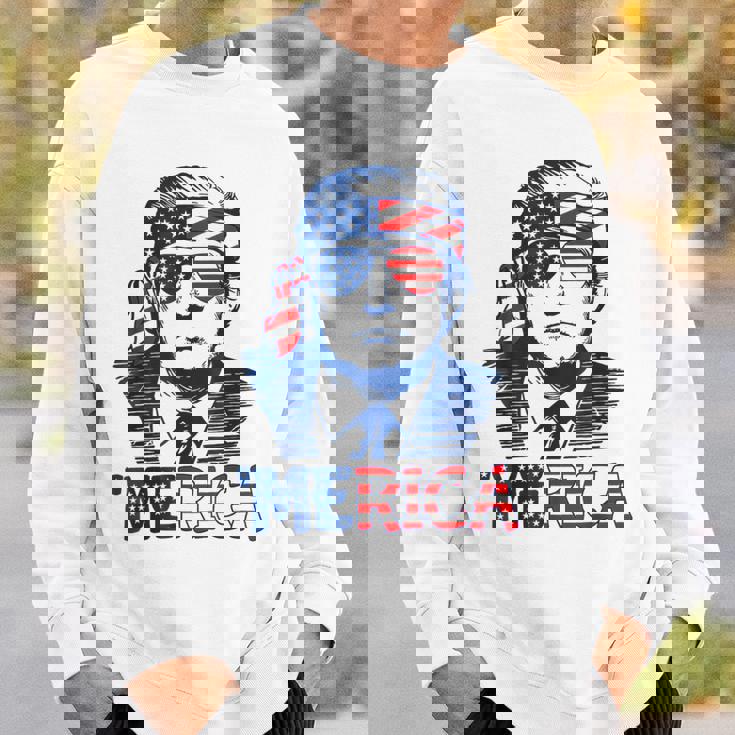 'Merica Trump Happy 4Th Of July Trump American Flag Sweatshirt Gifts for Him