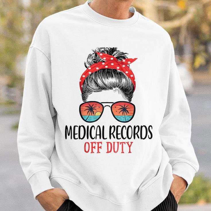 Messy Bun Medical Records Off Duty Sunglasses Beach Sunset Sweatshirt Gifts for Him