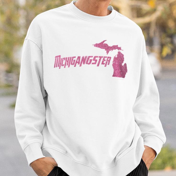 Michigangster Detroit Michigan Midwest Mitten Sweatshirt Gifts for Him