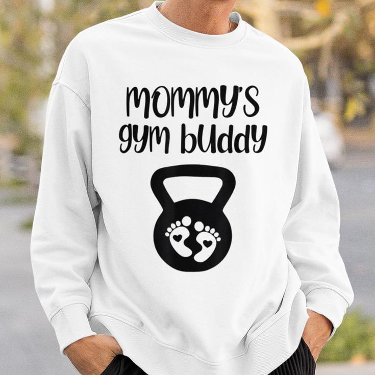 Mommy's Gym Buddy Pregnant Kettlebell Lifting Bodybuilding Sweatshirt Gifts for Him