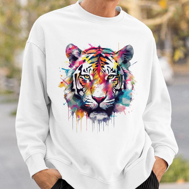 Obra De Arte De Tigre Colorido Animal Arte Tigre Camisa de entrenamiento Regalos para él