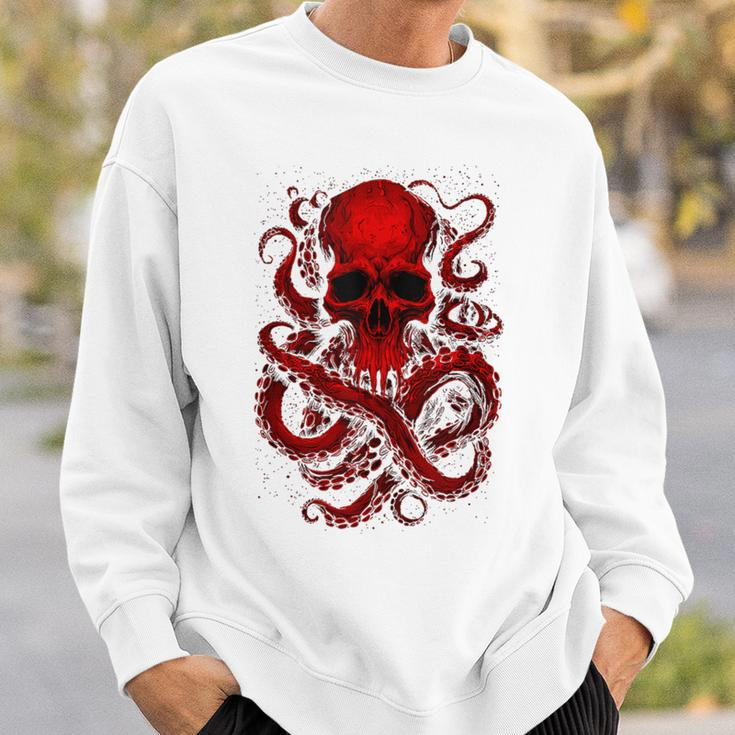 Octopus Skull Monster Red Krakens Cthulhus Cool For Boys Sweatshirt Gifts for Him