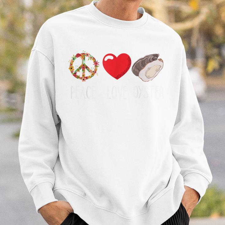 Oyster Heart Love Peace Mollusc Shucker Seafood Lover Sweatshirt Gifts for Him