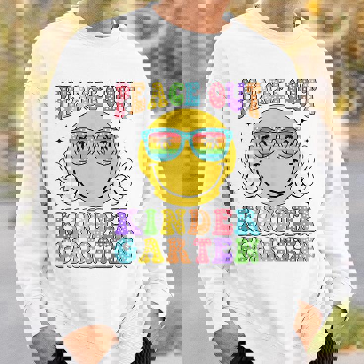Peace Out Kindergarten Hippie Smile Face Last Day Of School Sweatshirt Gifts for Him