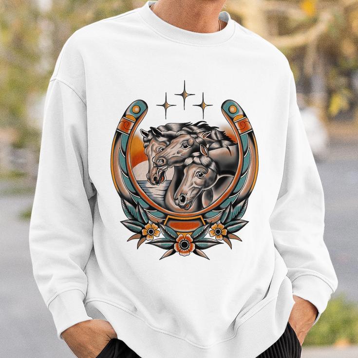 Pharaoh's Horses Vintage Traditional Tattoo Artist Flash Ink Sweatshirt Gifts for Him