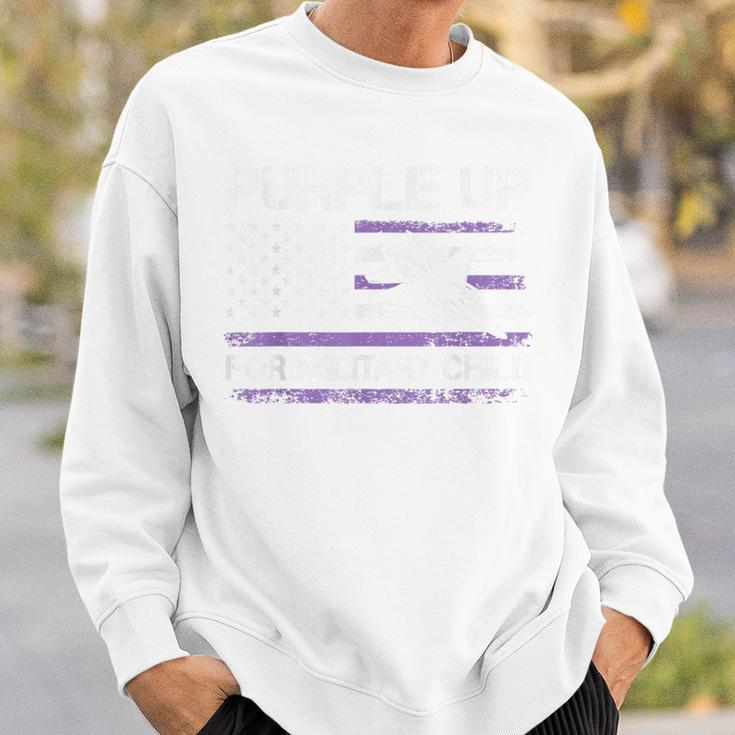Purple Up For Military Child Month Air Force Us Flag Sweatshirt Gifts for Him
