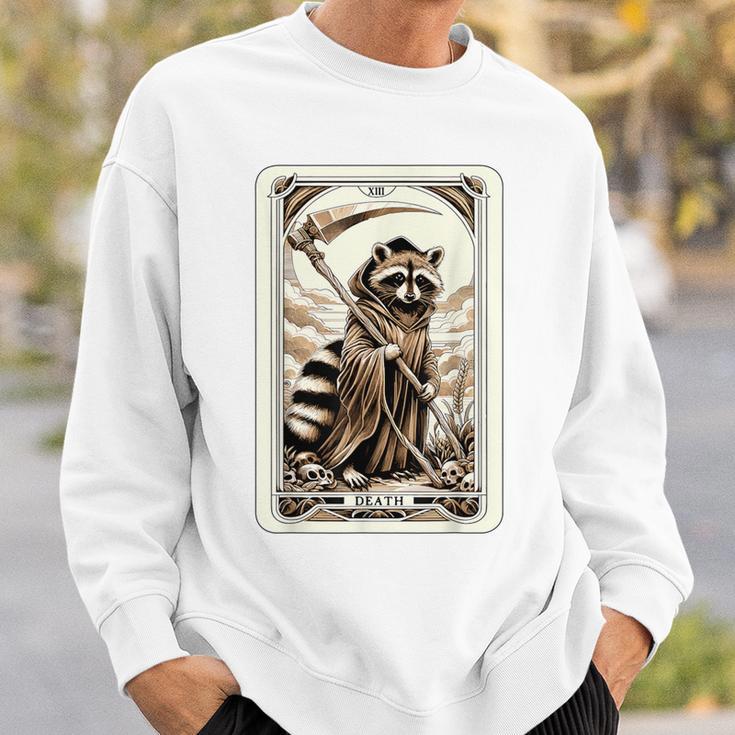 Raccoon Tarot Card Death Witchcraft Occult Raccoon Sweatshirt Gifts for Him