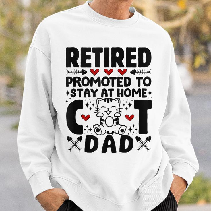 Retired Promoted To Stay At Home Cat Dad Cats Owner Lovers Sweatshirt Gifts for Him
