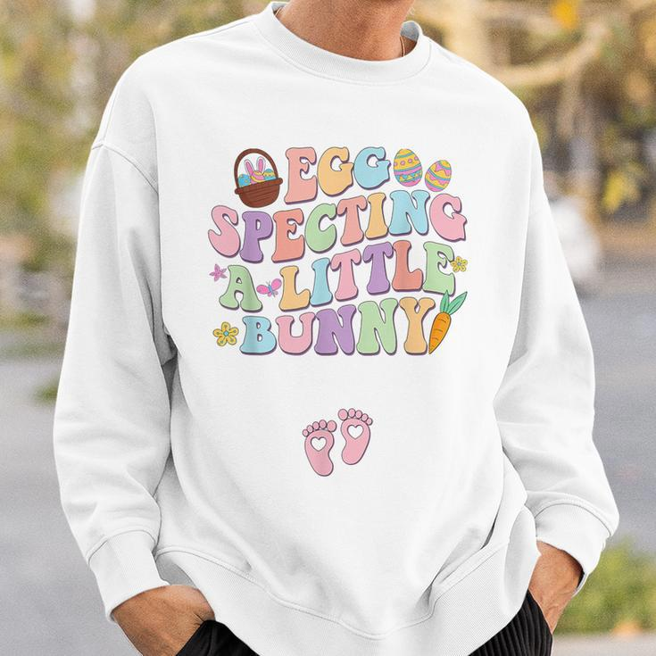 Retro Eggspecting Little Bunny Easter Pregnancy Announcement Sweatshirt Gifts for Him