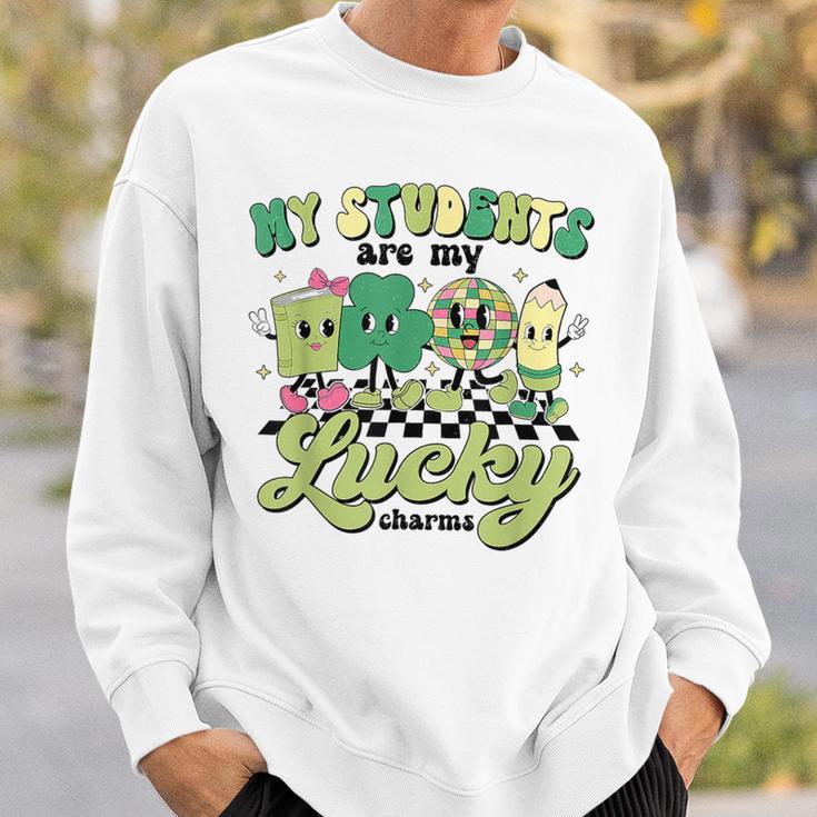 Retro My Students Are My Lucky Charms Disco Ball Teacher Sweatshirt Gifts for Him