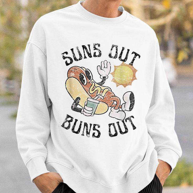 Retro Suns Out Buns Out Cute Hot Dog Bbq Fourth Of July Sweatshirt Gifts for Him