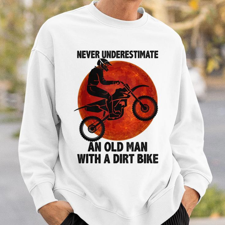 Retro Sunset Never Underestimate An Old Man With A Dirt Bike Sweatshirt Gifts for Him