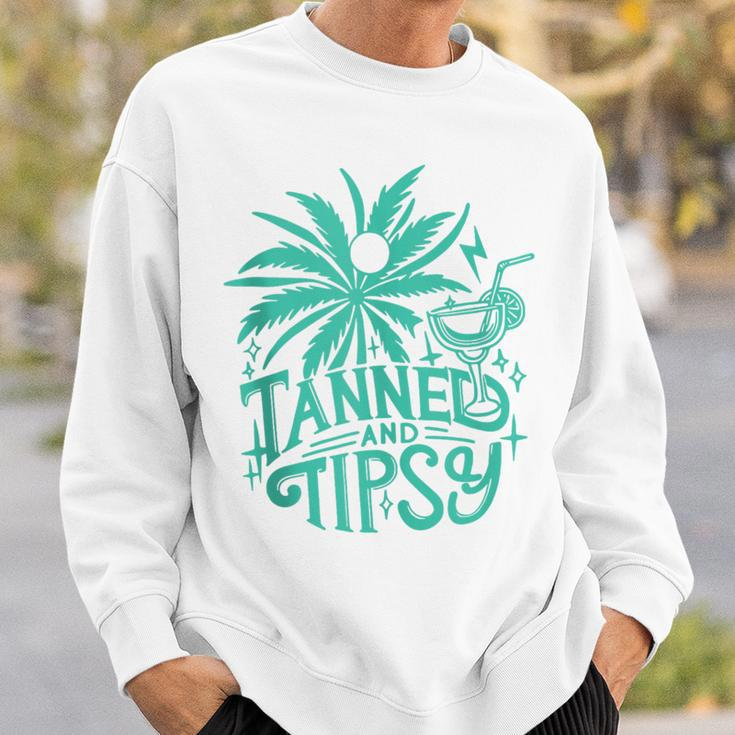 Retro Tanned And Tipsy Beach Summer Vacation Sweatshirt Gifts for Him