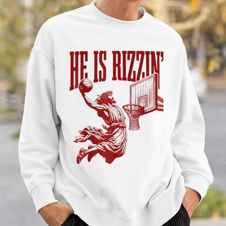 He Is Rizzin Jesus Basketball Easter Meme Sweatshirt Gifts for Him