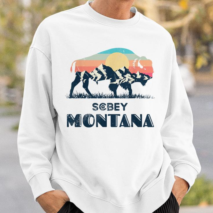 Scobey Montana Vintage Hiking Bison Nature Sweatshirt Gifts for Him