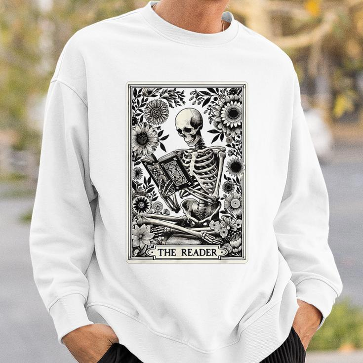 Skeleton Reading Book The Reader Tarot Card Book Sweatshirt Gifts for Him