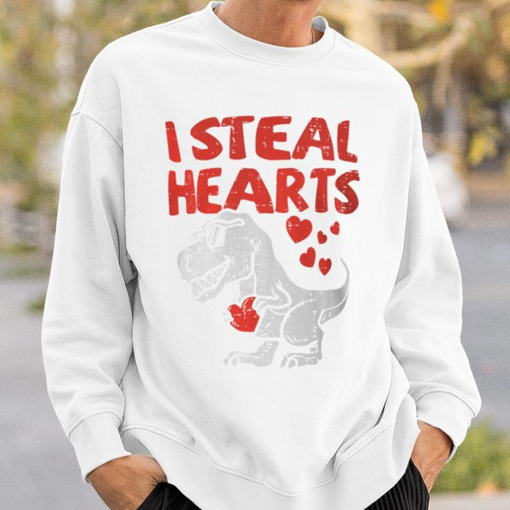I Steal Hearts Trex Dino Baby Boy Valentines Day Toddler Sweatshirt Gifts for Him