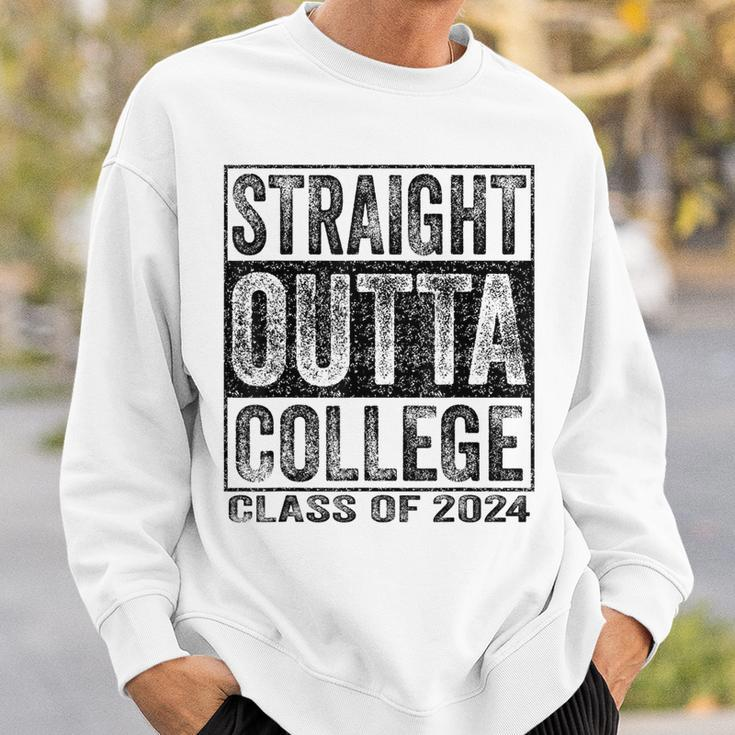 Straight Outta College Class Of 2024 Graduation Sweatshirt Gifts for Him