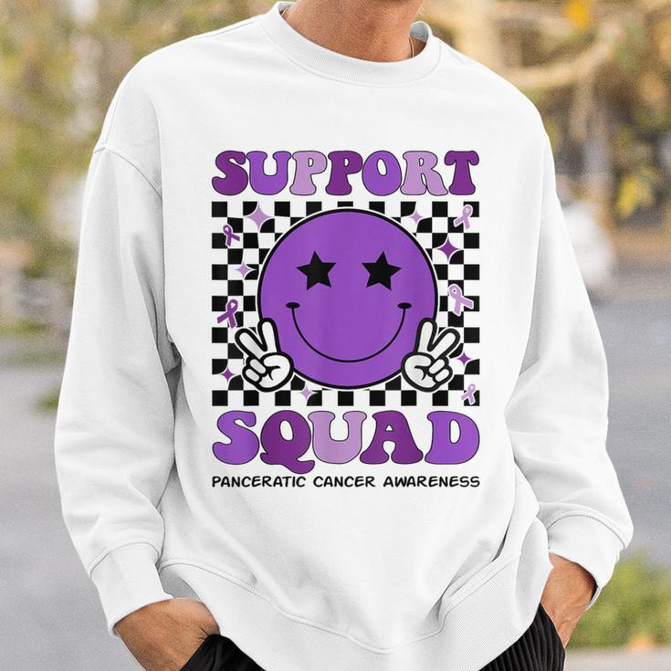 Support Squad Purple Ribbon Pancreatic Cancer Awareness Sweatshirt Gifts for Him