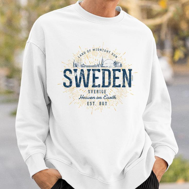 Sweden Retro Style Vintage Sweden White S Sweatshirt Geschenke für Ihn