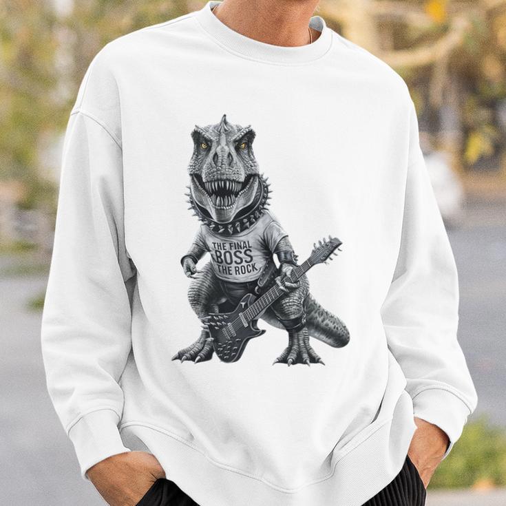 T-Rex Final BossThe Rock Vintage Music Dinosaur Sweatshirt Gifts for Him