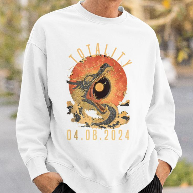Totality 04082024 Dragon & Sun Solar Eclipse April 8 2024 Sweatshirt Gifts for Him