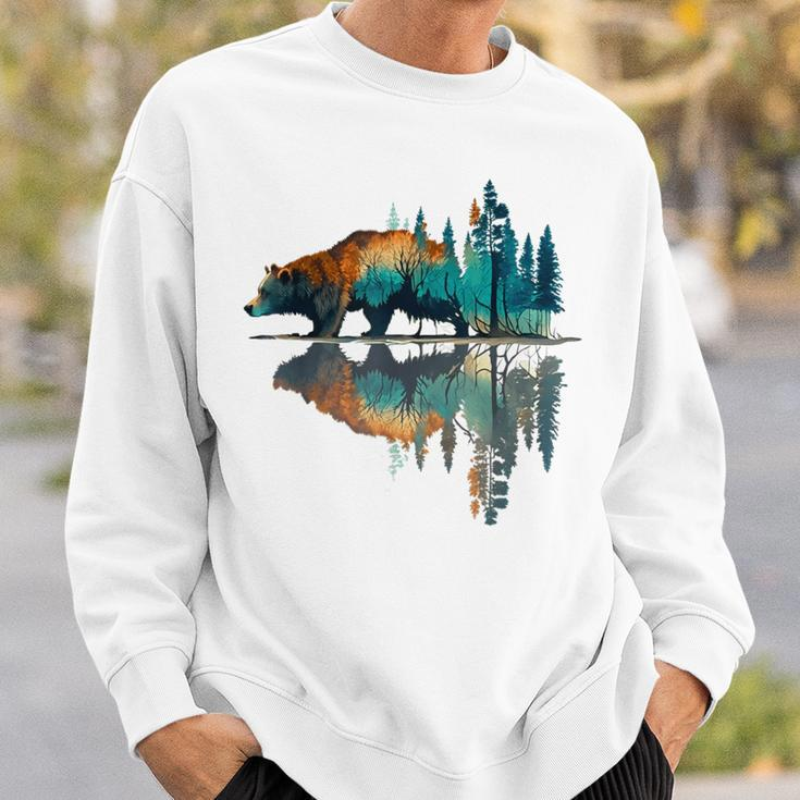 Trees Reflection Wildlife Nature Animal Bear Outdoor Forest Sweatshirt Gifts for Him