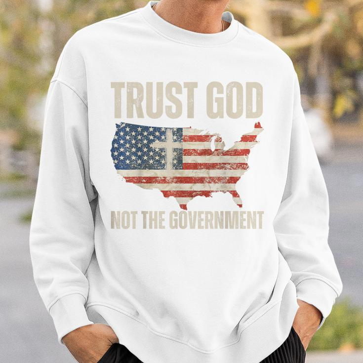 Trust God Not The Government Christian Faith America Flag Sweatshirt Gifts for Him