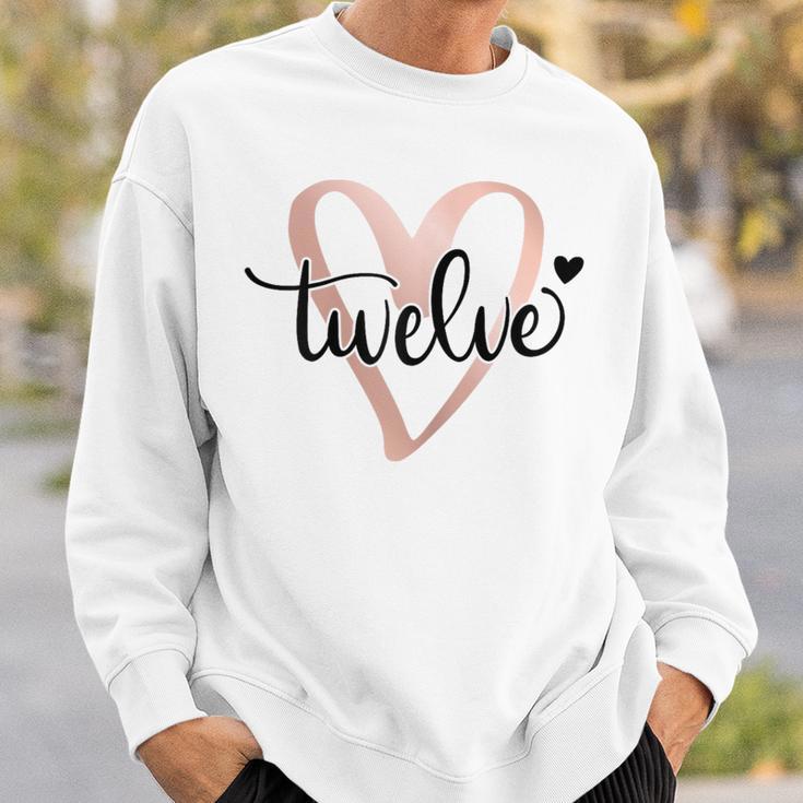 Twelve Zwölf Herz Schriftzug 12 Geburtstag 12 Jahre Mädchen Sweatshirt Geschenke für Ihn