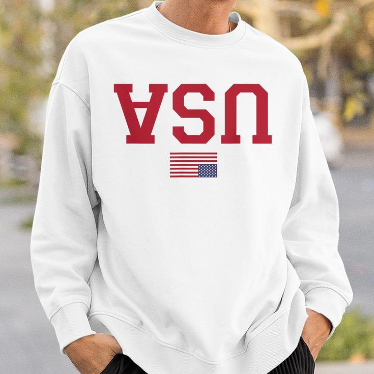 Upside Down Usa Flag In Distress Us Constitution Usa Pride Sweatshirt Gifts for Him