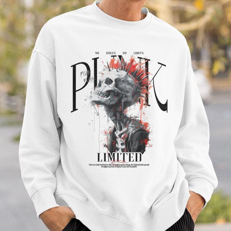 Vintage Backprint Biker Rocker Skull Punk Horror Skull Sweatshirt Geschenke für Ihn