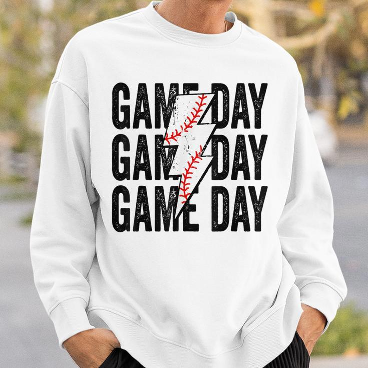 Vintage Game Day Baseball Lightning Bolt Team Sport Sweatshirt Gifts for Him