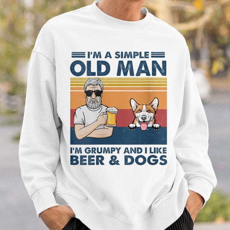 Vintage Grumpy Old Man Like Beer And Dogs Red Corgi Grandpa Sweatshirt Gifts for Him