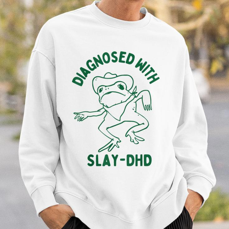 Vintage Retro Frog Diagnosed With Slay Dhd Present I Sweatshirt Gifts for Him