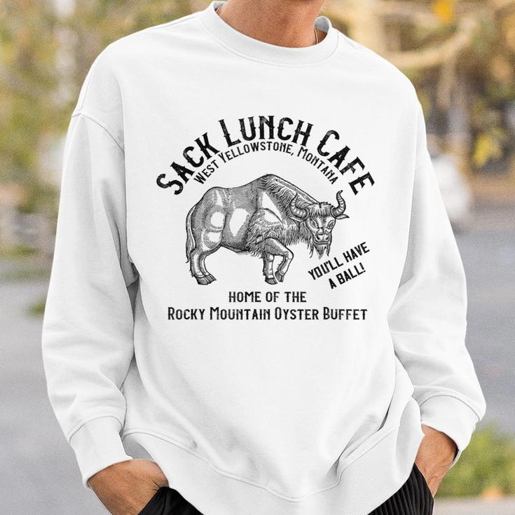 Vintage Rocky Mountain Oyster Sack Lunch Cafe Montana Sweatshirt Gifts for Him