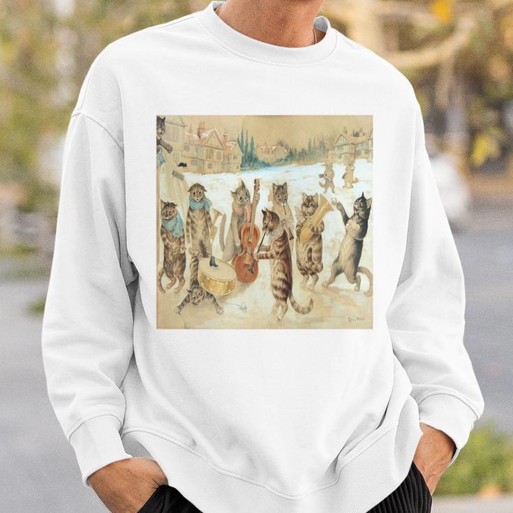 Wain Christmas Carol Singing Cats Playing Music Sweatshirt Gifts for Him