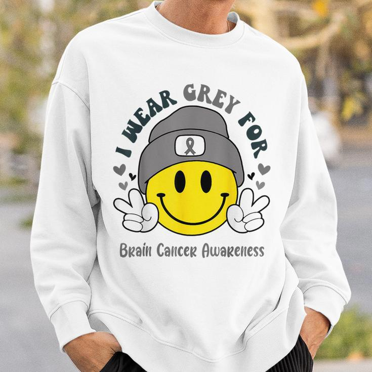 I Wear Gray For Brain Cancer Awareness Brain Tumor Family Sweatshirt Gifts for Him