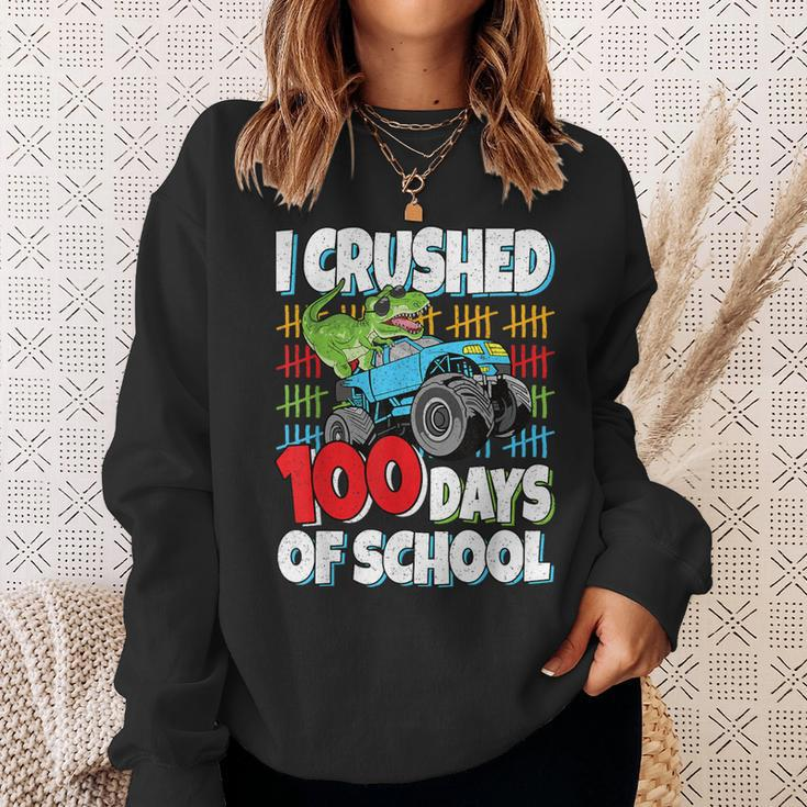 100 Days Of School T-Rex Monster Truck 100Th Day Of School Sweatshirt Gifts for Her