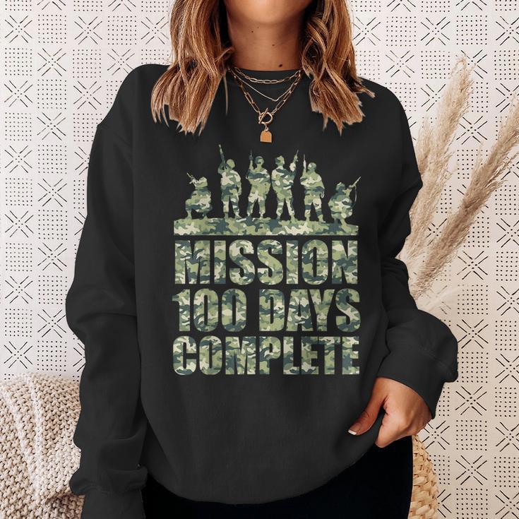 100Th Day Of School Army Military Boys Camo Green Sweatshirt Gifts for Her