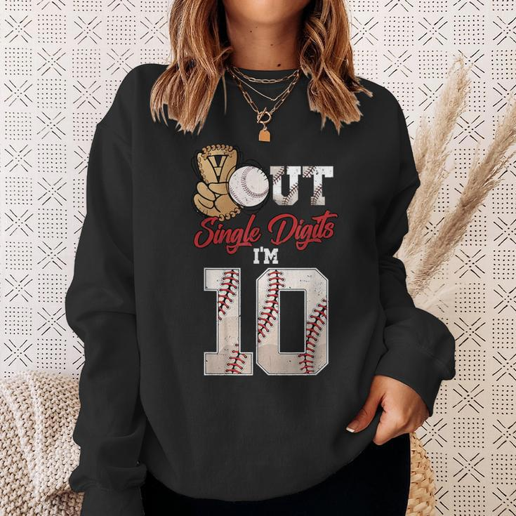 10Th Birthday Boys Baseball Peace Out Single Digits Sweatshirt Gifts for Her
