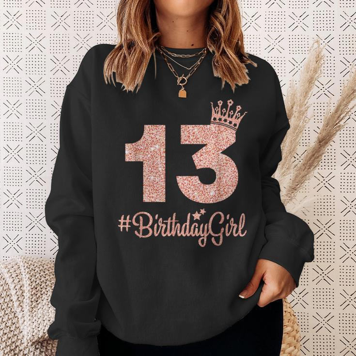 13 Birthdaygirl Sweet Thirn 13Th Pink Crown For Girl Sweatshirt Gifts for Her