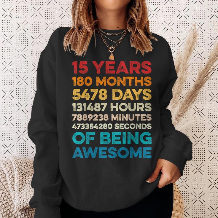 15Th Birthday 15 Years Of Being Awesome Vintage 15 Years Old Sweatshirt Gifts for Her