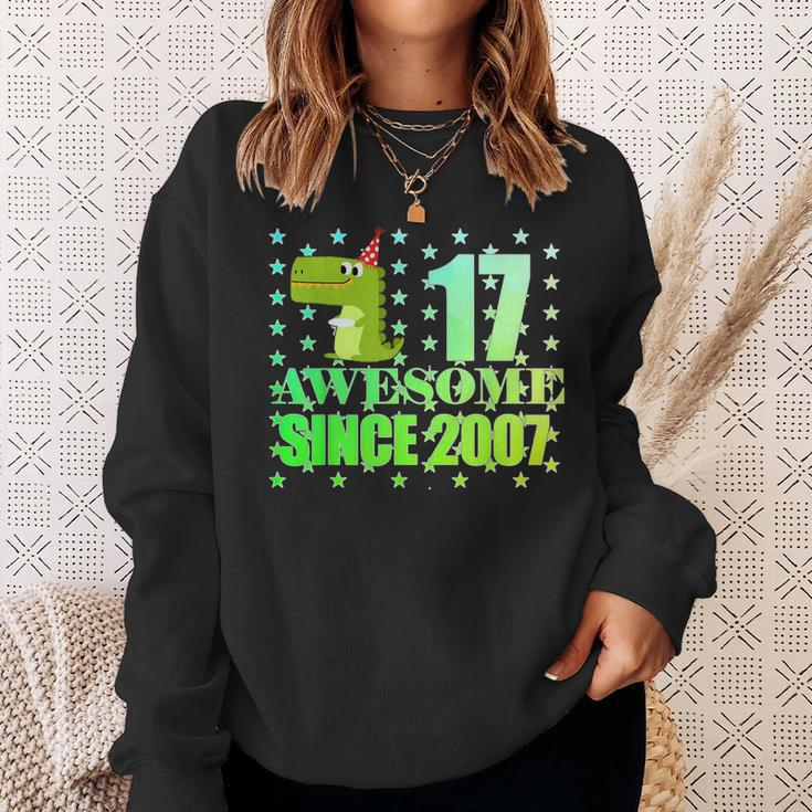 17 Year Old Boy DinosaurRex Awesome Since 2007 Birthday Sweatshirt Gifts for Her