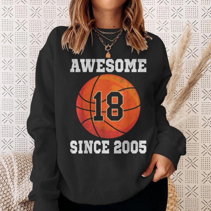 18Th Birthday Basketball Lover 18 Years Old Vintage Sports Sweatshirt Gifts for Her