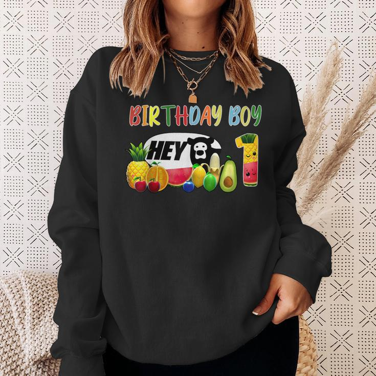 1St Birthday Boy 1 Year Old Fruit Birthday Hey Bear Sweatshirt Gifts for Her
