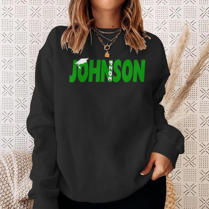 2024 Last Name Team Johnson Family Graduation Green Sweatshirt Gifts for Her