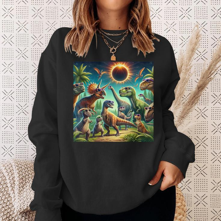 2024 Solar Eclipse Dinosaurs Wearing Glasses Totality Sweatshirt Gifts for Her