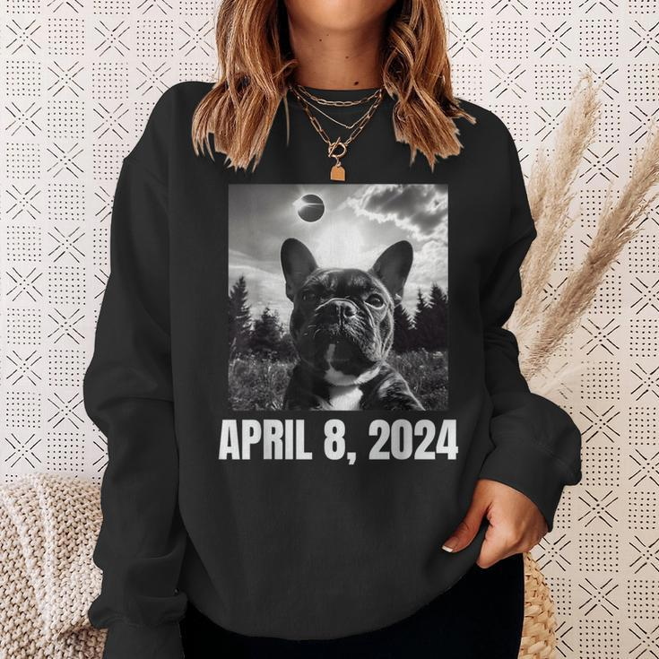 2024 Solar Eclipse French Bulldog Selfie Sweatshirt Gifts for Her